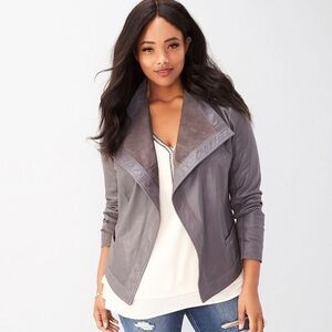 Sejour Nordstrom Open Leather and Knit Moto Jacket size 16W NWOT